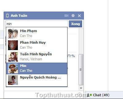 chat nhom trong facebook
