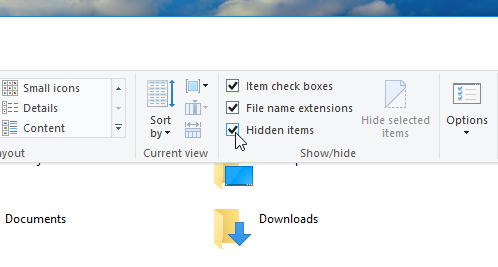 hien file an trong windows