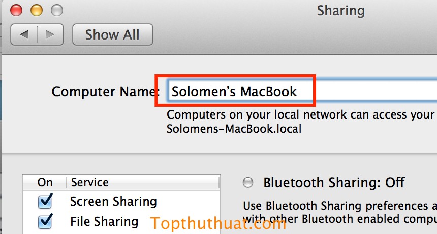 đổi tên máy tính Macbook