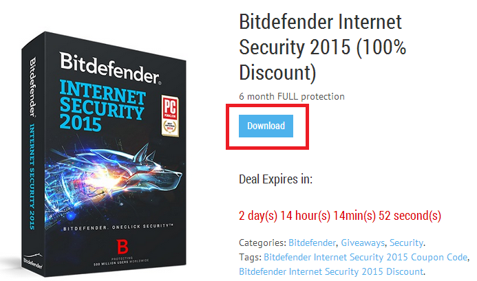 nhan ban quyen Bitdefender Internet Security 2015