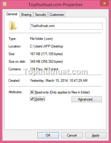 Cách ẩn hiện File và Folder 