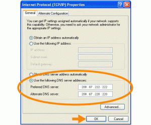 thay đổi DNS trên Windows XP