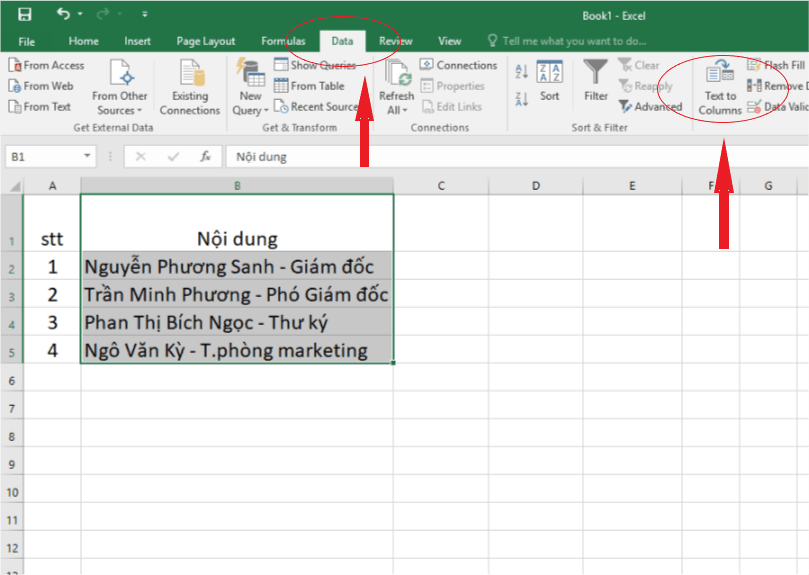 chia cot trong excel