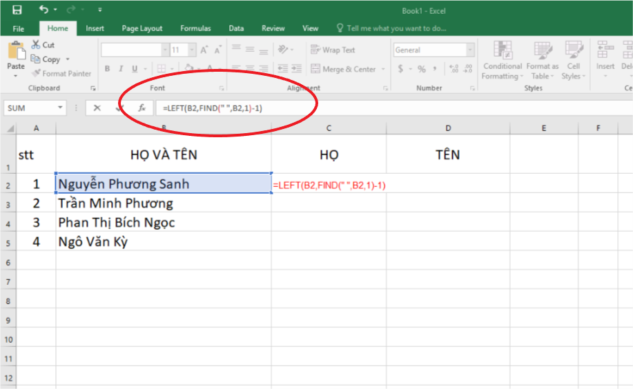 Top 3 cách đơn giản tách họ và tên ra thành 2 cột trong Excel