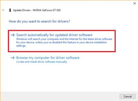 Search automatically for updated driver software