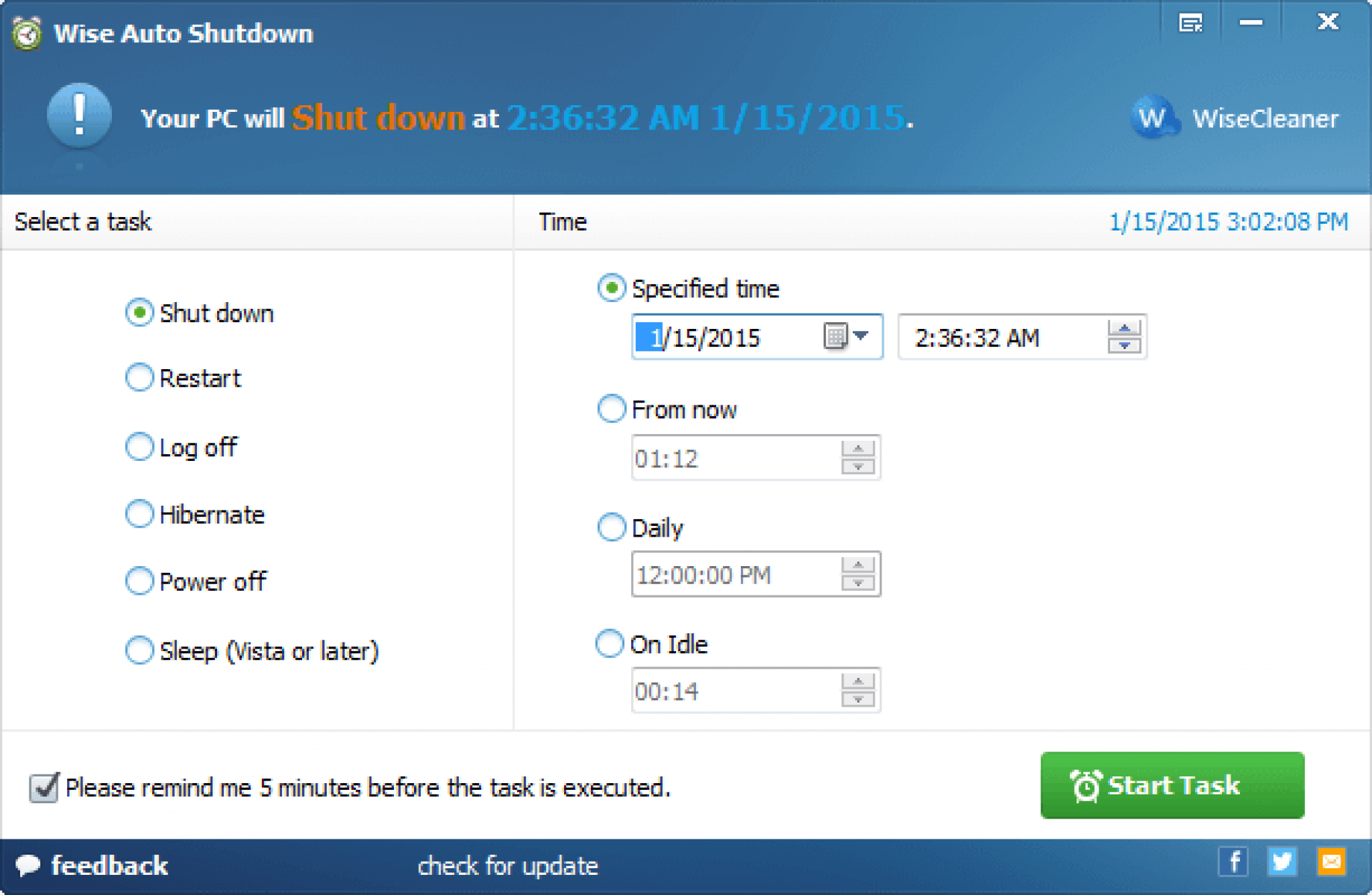 download the new for windows Wise Auto Shutdown 2.0.4.105
