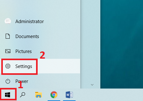 mở Settings máy tính Windows 10 