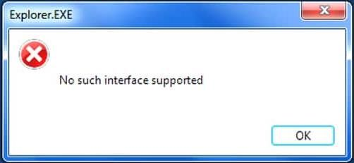Thông báo lỗi No such interface supported 