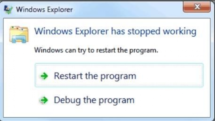 Windows Explorer bị dừng đột ngột khi đang sử dụng