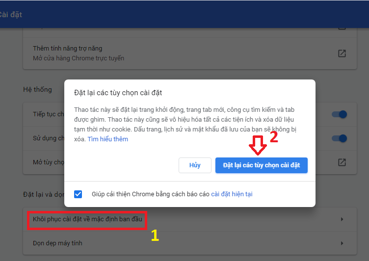 Khôi phục trình duyệt Chrome