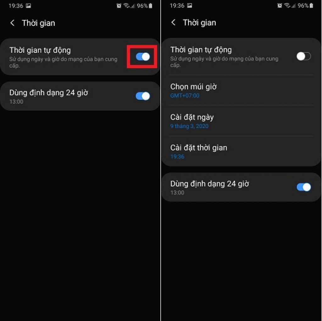 Cài đặt ngày giờ trên điện thoại Android