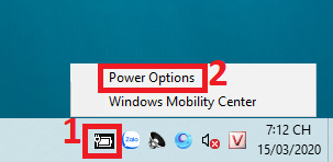 Mở Power Option trên máy tính Win 10