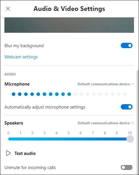 Điều chỉnh âm thanh cuộc họp trong skype