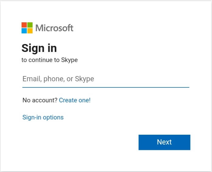 Đăng nhập tài khoản Skype 