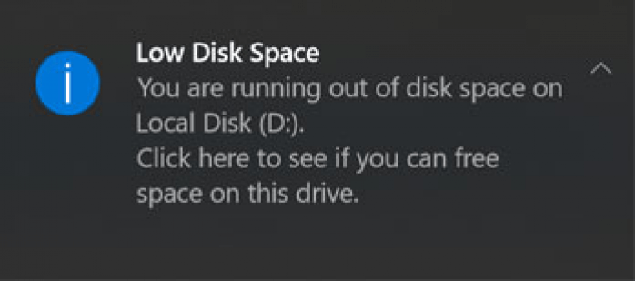 cảnh báo Low Disk Space