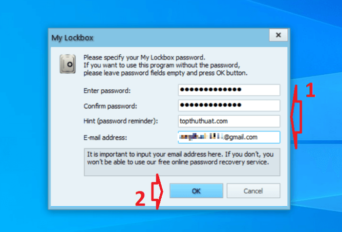 tạo mật khẩu khóa ứng dụng bằng phần mềm My Lockbox