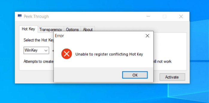 Sửa lỗi “unable to register hotkeys” 