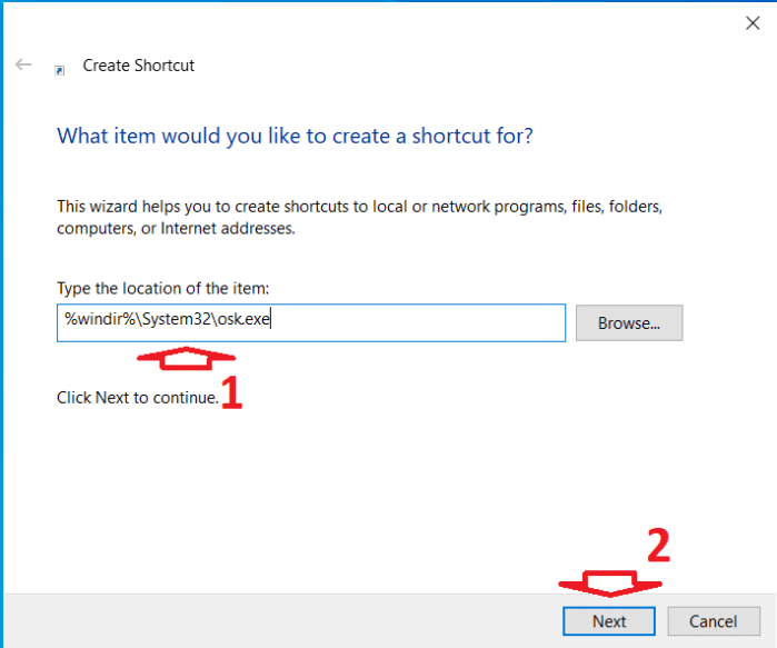 Tạo Shortcut bàn phím ảo Win 10