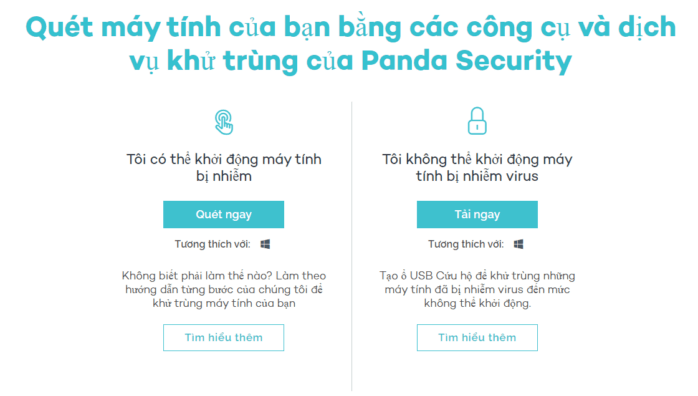 Quét virus online với Panda