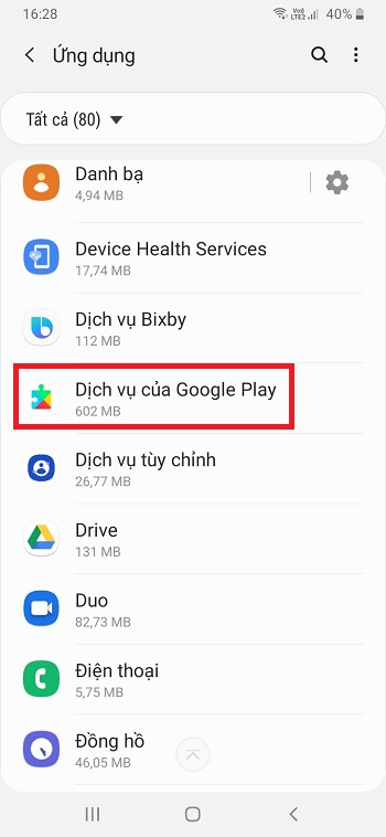 Truy cập Dịch vụ của Google Play