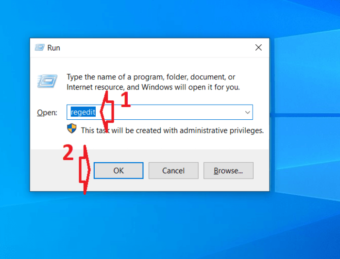 mở Registry Editor trên Windows 10