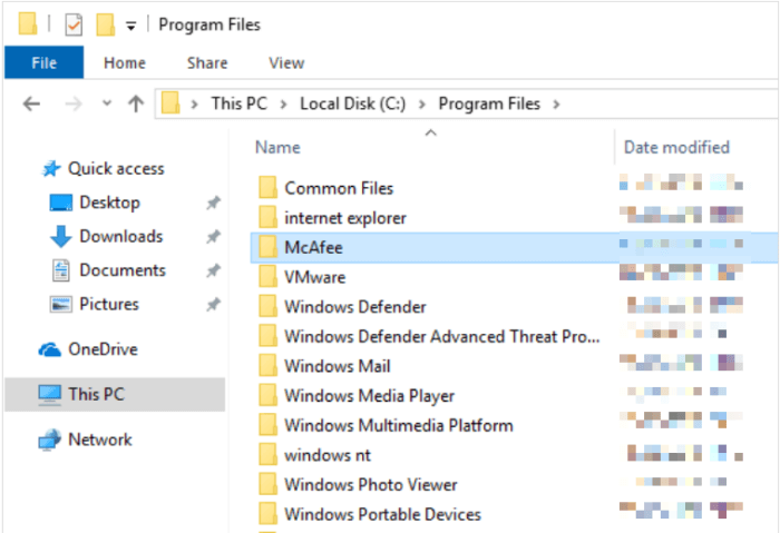 chọn McAfee và nhấn phím Delete 