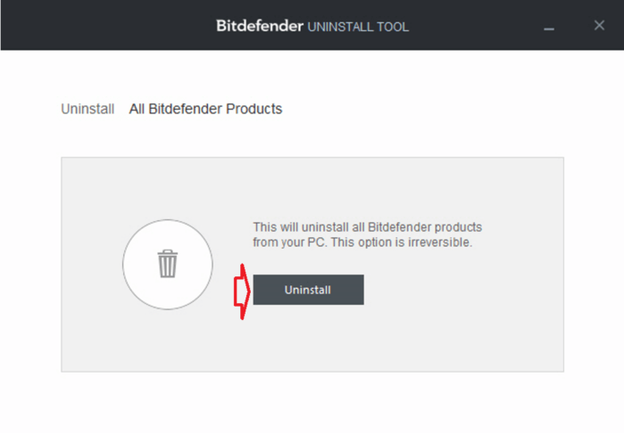 mở công cụ gỡ cài đặt Bitdefender 