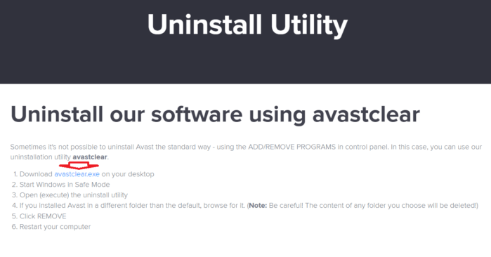 tải xuống công cụ gỡ cài đặt Avast