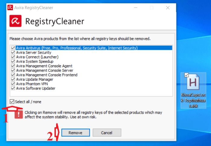 Gỡ cài đặt Avira Antivirus
