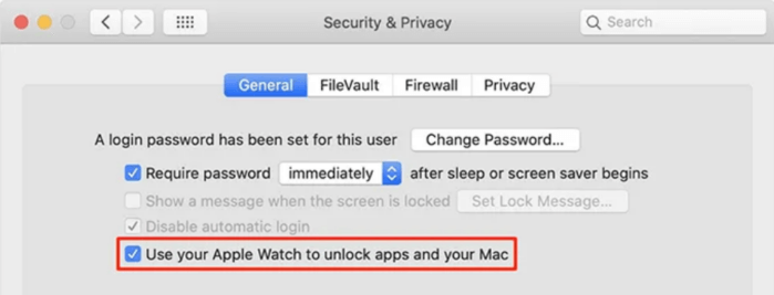 Tắt tùy chọn Use your Apple Watch to unlock apps and your Mac