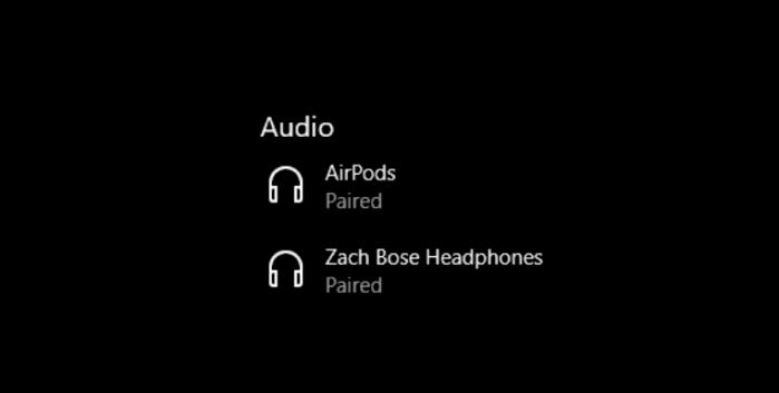 AirPods của mình được liệt kê trong mục Audio