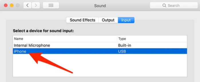 iphone thành thiết bị âm thanh đầu vào chính trên máy Macbook