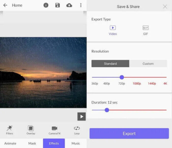 StoryZ cho phép bạn lưu ảnh động của mình ở cả định dạng video và GIF