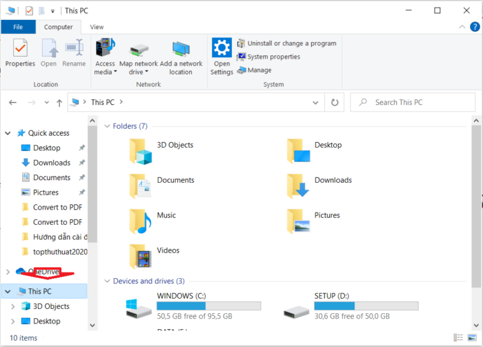 sử dụng tiện ích File Explorer để thay đổi thư mục tải xuống