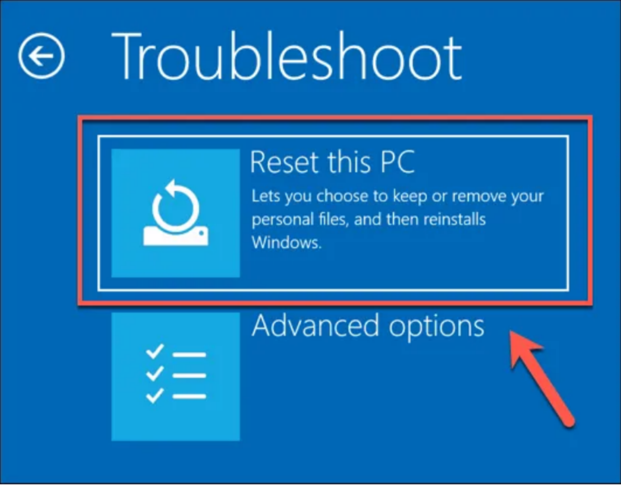 Reset boot. Reset boot