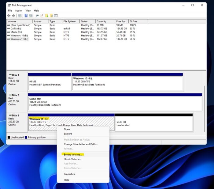 windows 11 disk management