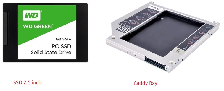 Ô cứng SSD 2.5 inch và Caddy Bay