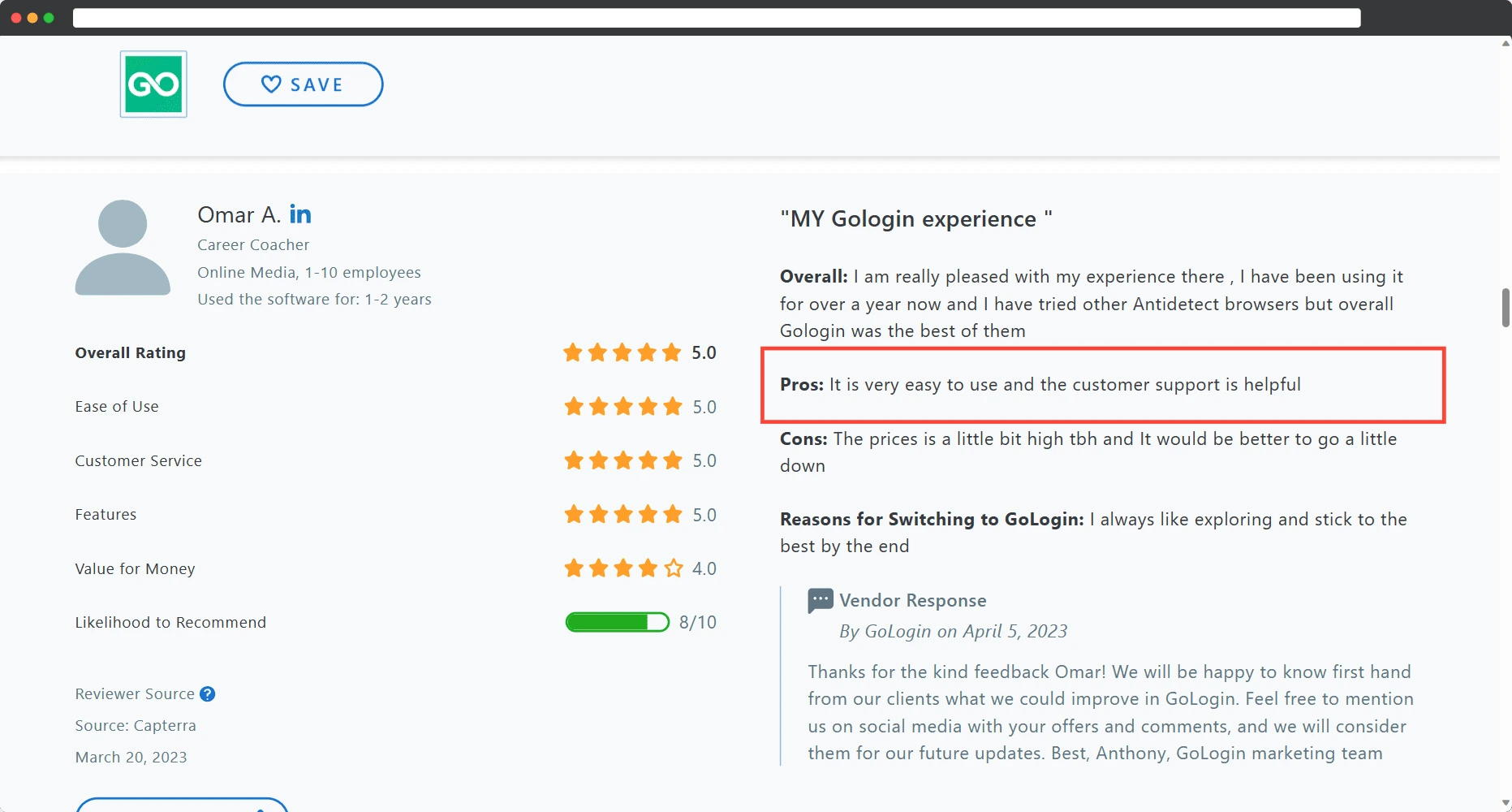 Gologin có sự hỗ trợ tối ưu nhất cho khách hàng. 