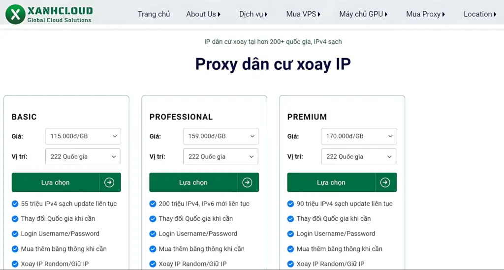 Proxy dân cư xoay IP